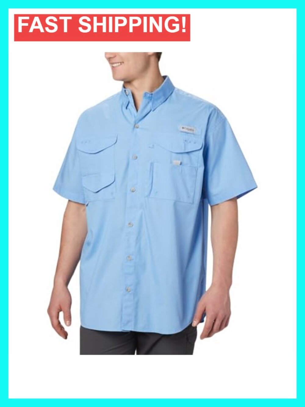 Men's Big & Tall Short Sleeve Button Down Fishing Shirt Cotton